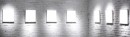 Seven white empty frames